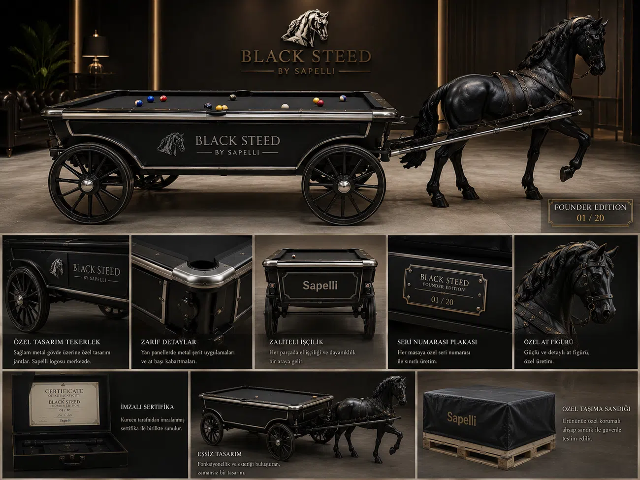 Sapelli billiard pool table Black Steed — 4